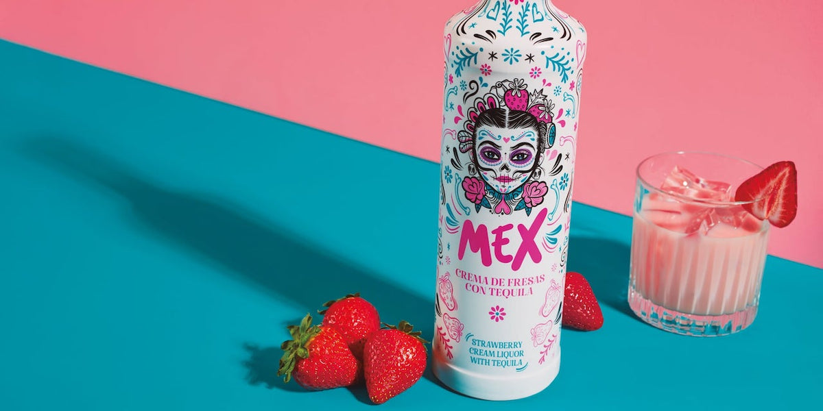 Tequila Sahnelikoer Mex mit Erdbeeren-Cocktail
