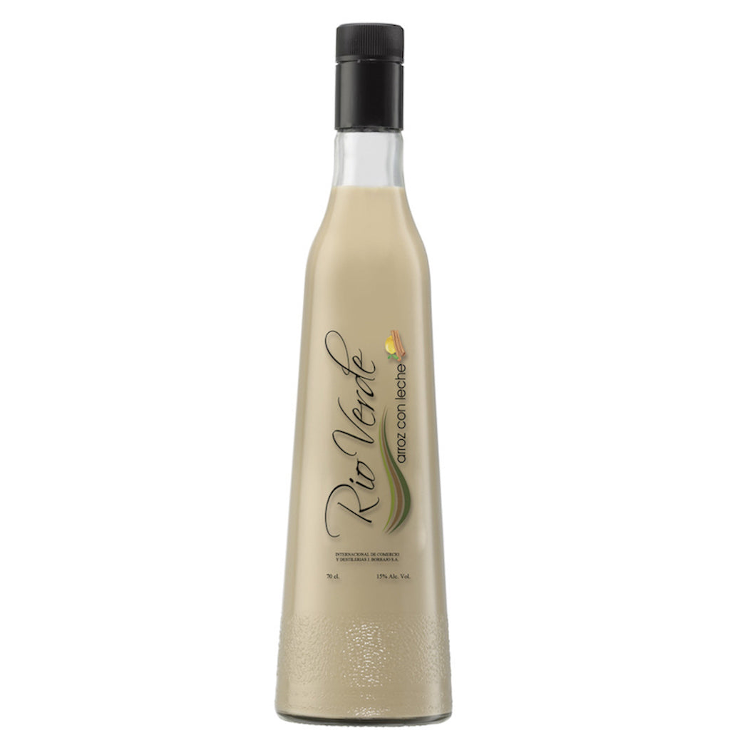 Arroz con Leche Likör Rio Verde Flasche mit Milchreis und Zimt Geschmack, cremefarbener Sahnelikör aus Spanien