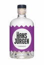 Hans-Jürgen Gin "Eiszeit" Flasche mit modernem Design und violettem Etikett, klarer London Dry Gin in minimalistischer Aufmachung.
