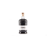 Lakritzlikör Bordiga, 700 ml, schwarze geriffelte Flasche mit minimalistischem Etikett und elegantem Design.