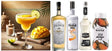 Mango Margarita Cocktail im Glas mit Limettenscheibe, Mango und Zutaten: Tequila, Triple Sec, Zuckersirup, Mango Püree