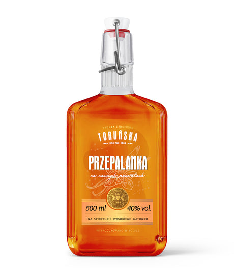Torunska Przepalanka Spirituose aus Polen in 500-ml-Flasche mit Bügelverschluss.