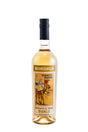 Flasche Bordiga Vermouth Bianco 0,75l mit gelbem Etikett und Kamelillustration, Aufschrift Vermouth di Torino Bianco